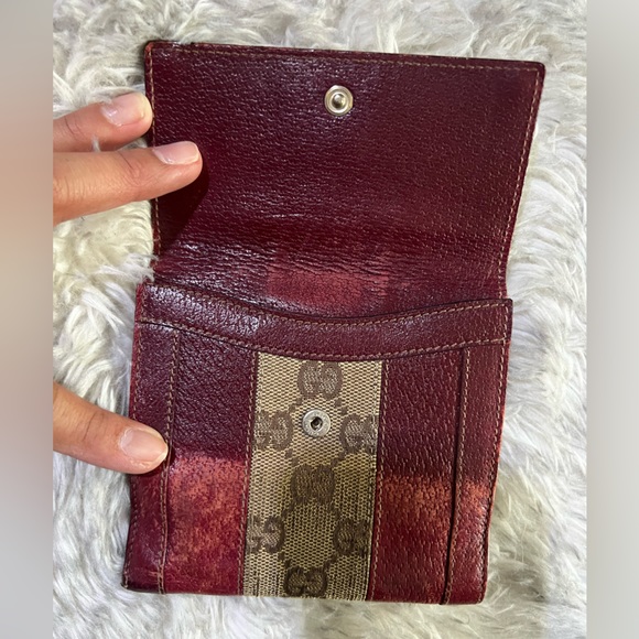 GUCCI authentic monogram VINTAGE RED Bifold wallet w/ pyramid studs GUC!!! - Picture 3 of 10